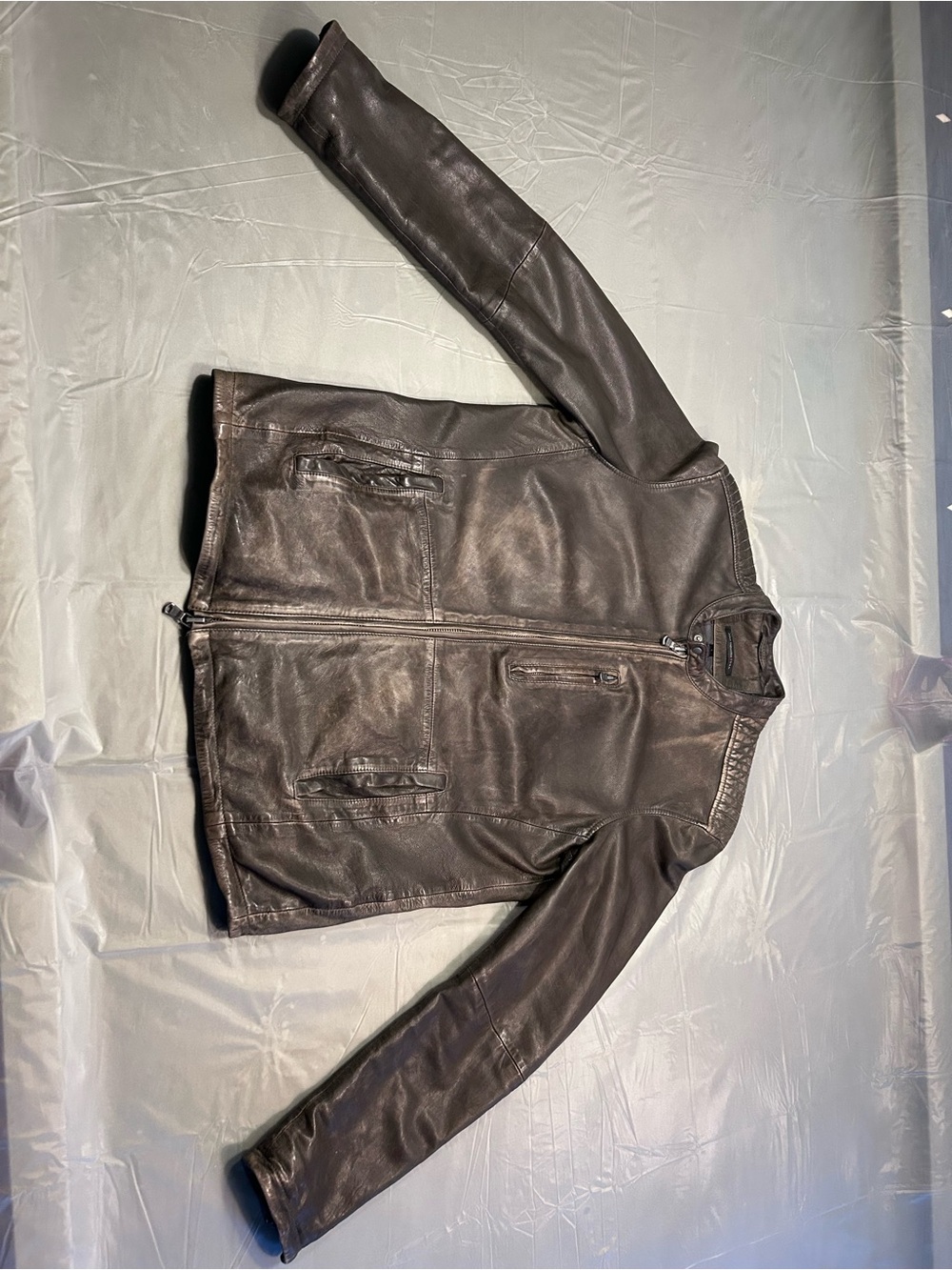 John Varvatos Brown Leather Jacket